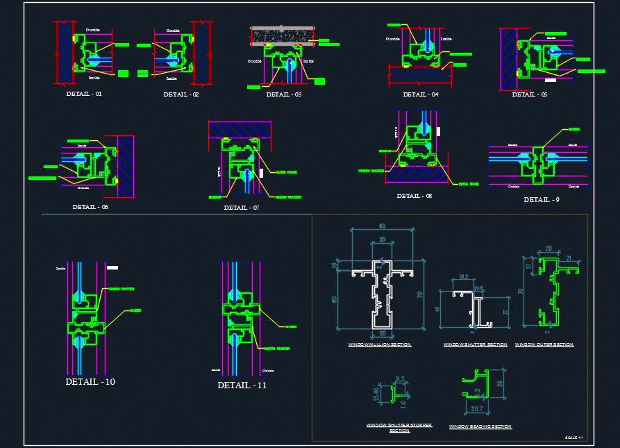 UPVC Door & Window Frame Sections- Free CAD Details